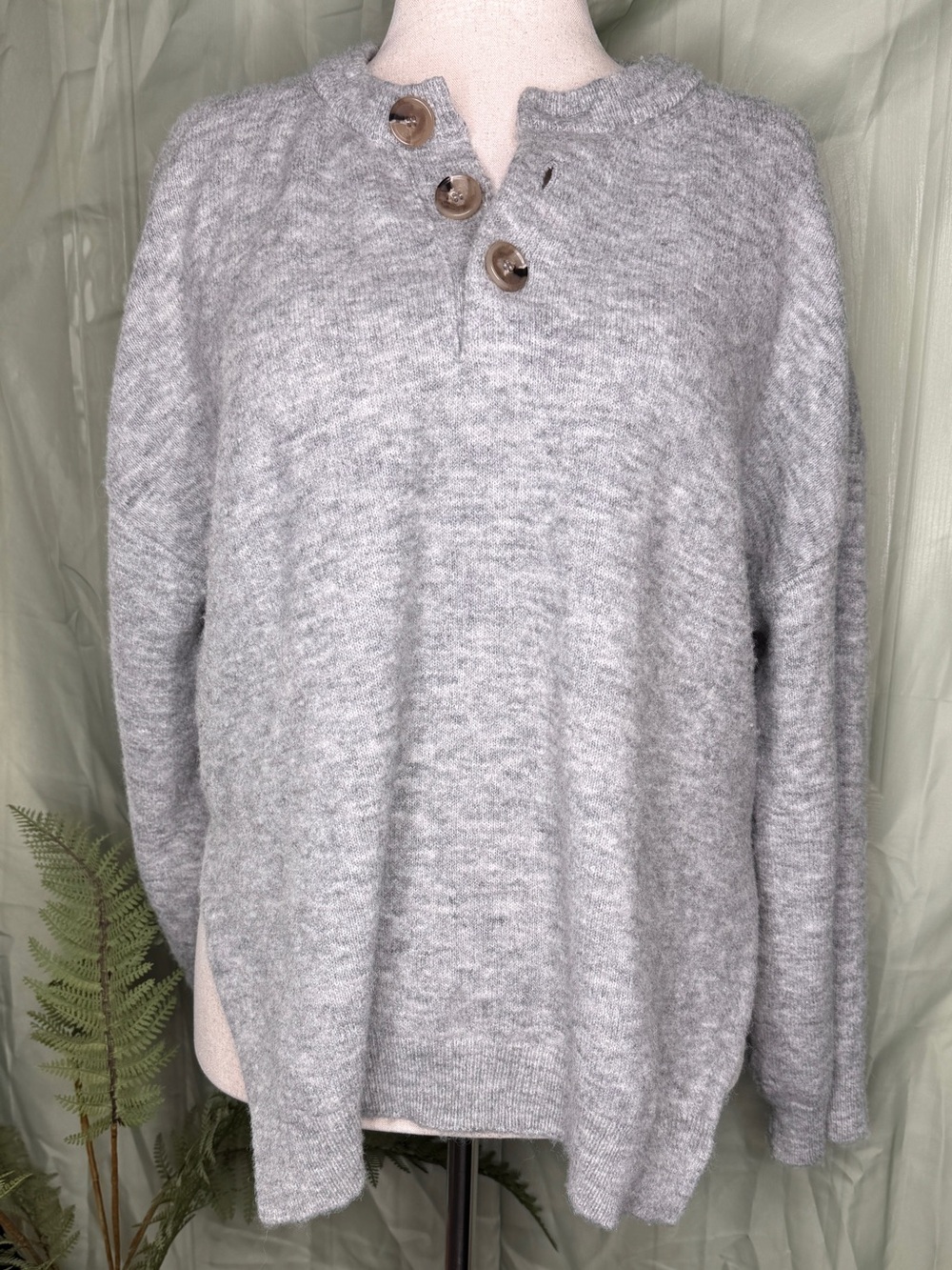 Nanushka Lamee Mélange Knitted Sweater in Gray